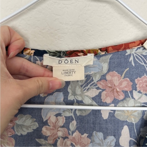 Doen Pecos Indigo Iris Floral Midi Dress Liberty Fabric - Picture 7 of 9